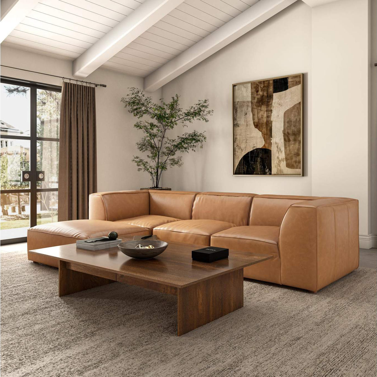 XQ-1005-40 Form Lounge Modular Sectional Sonoran Tan Leather