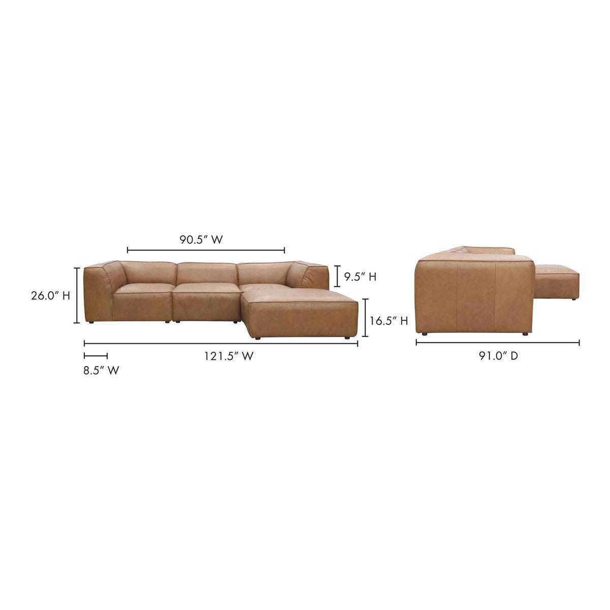 XQ-1005-40 Form Lounge Modular Sectional Sonoran Tan Leather