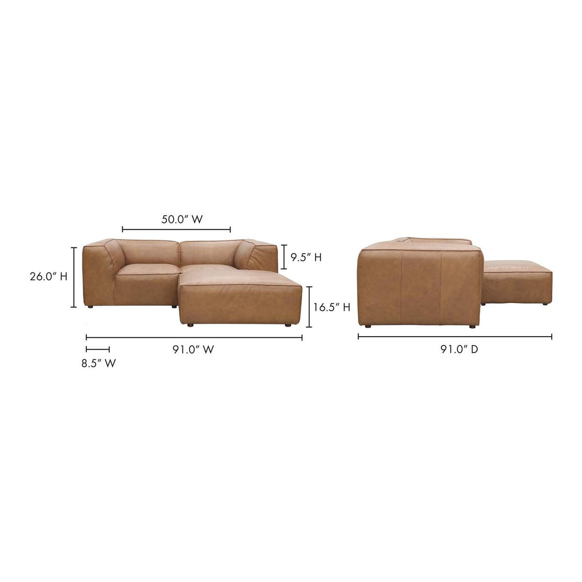 XQ-1006-40 Form Nook Modular Sectional Sonoran Tan Leather
