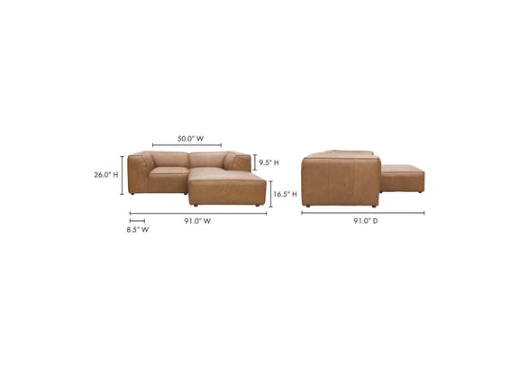 XQ-1006-40 Form Nook Modular Sectional Sonoran Tan Leather