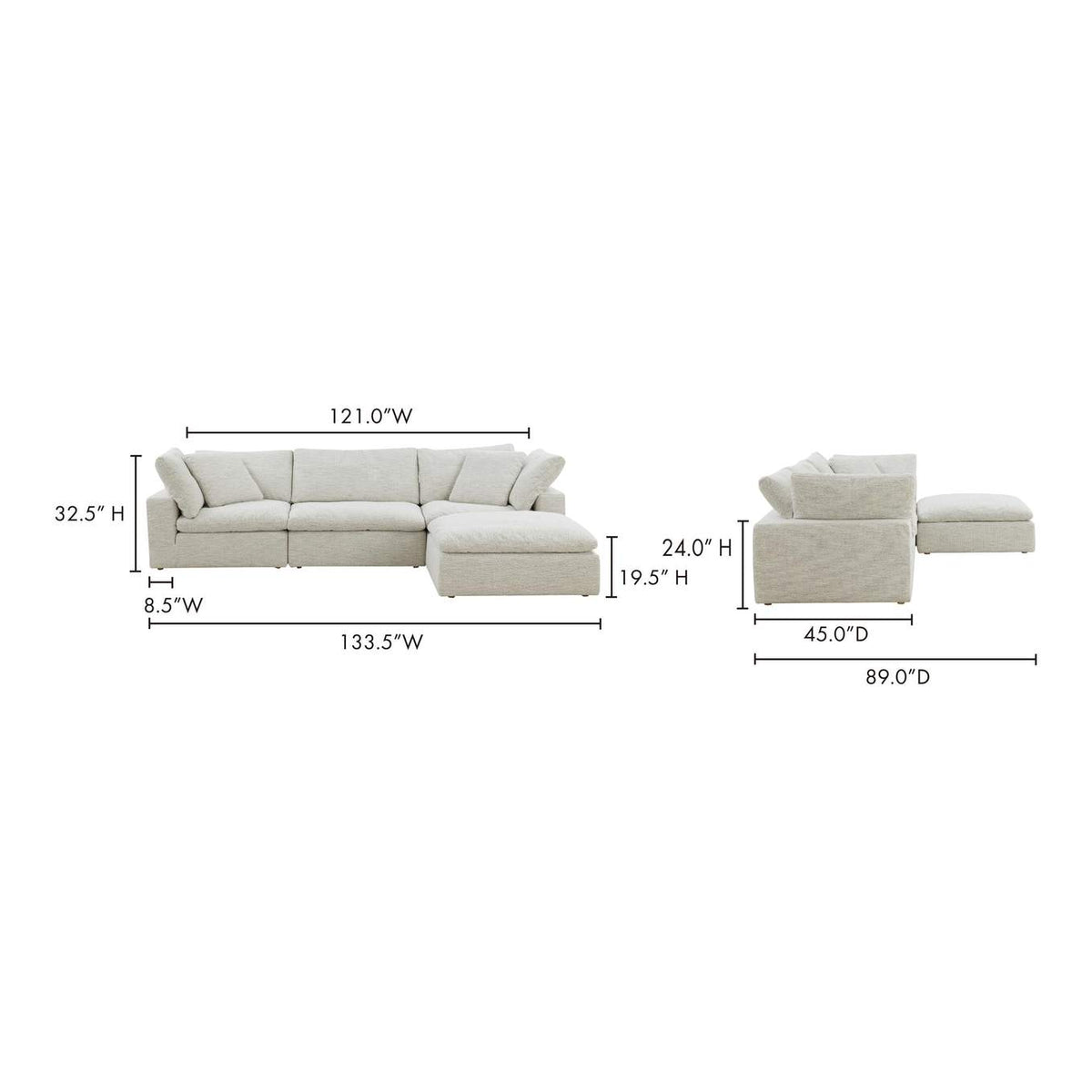 YJ-1008-49 Clay Lounge Modular Sectional Coastside Sand