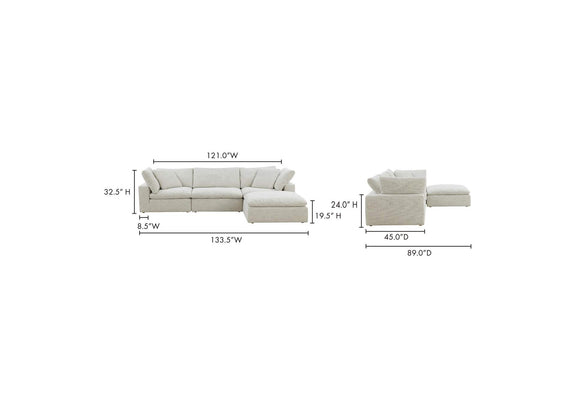 YJ-1008-49 Clay Lounge Modular Sectional Coastside Sand