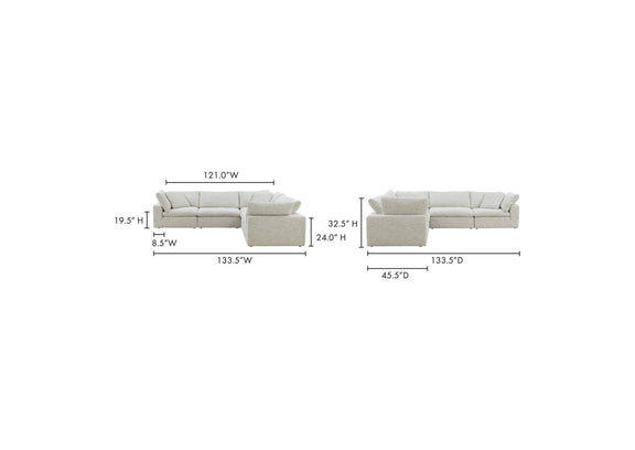 YJ-1010-49 Clay Classic L - Shaped Modular Sectional Coastside Sand