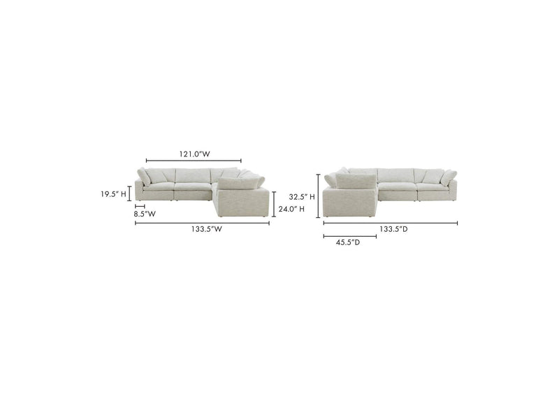 YJ-1010-49 Clay Classic L - Shaped Modular Sectional Coastside Sand