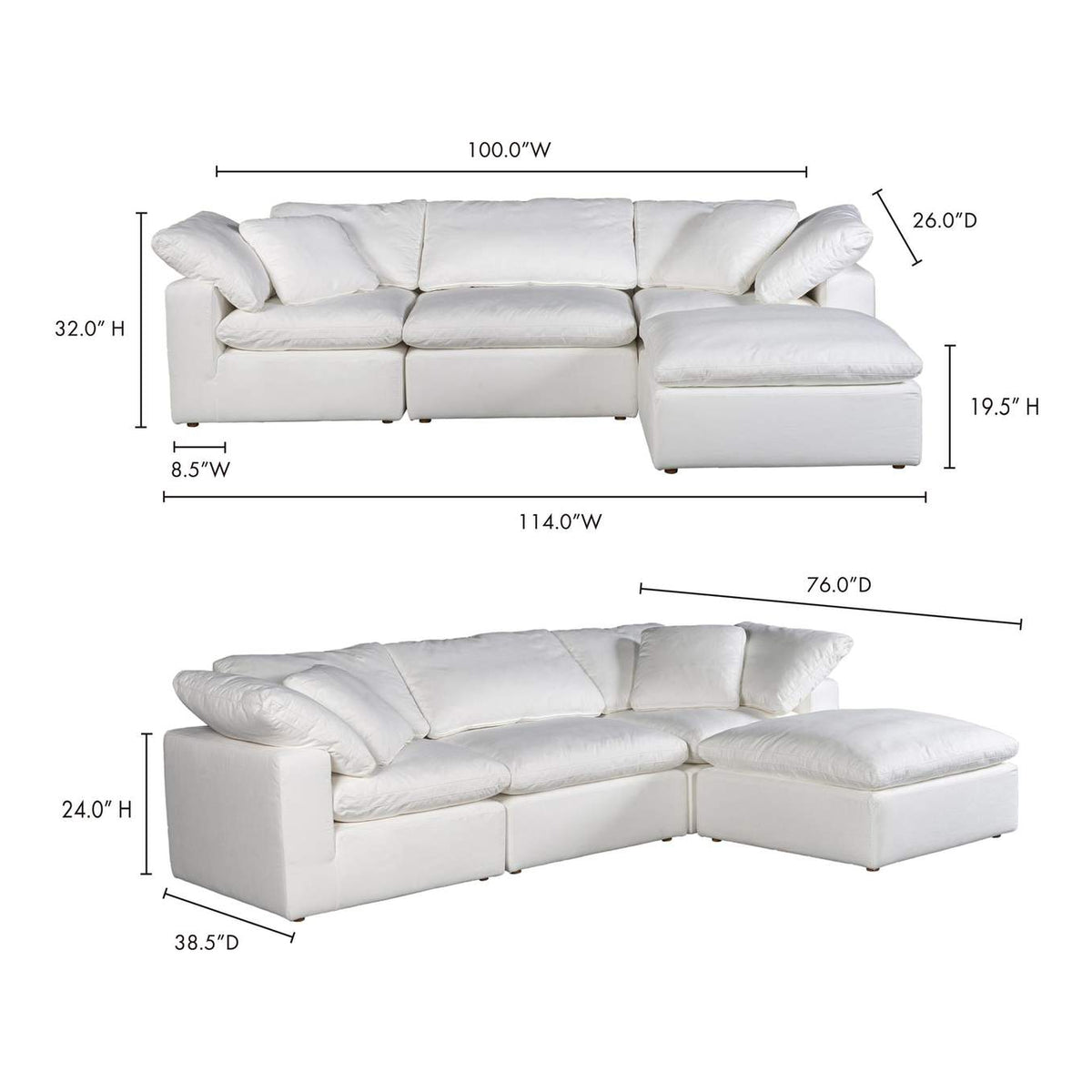 YJ-1015-05 Terra Condo Lounge Modular Sectional Cream White
