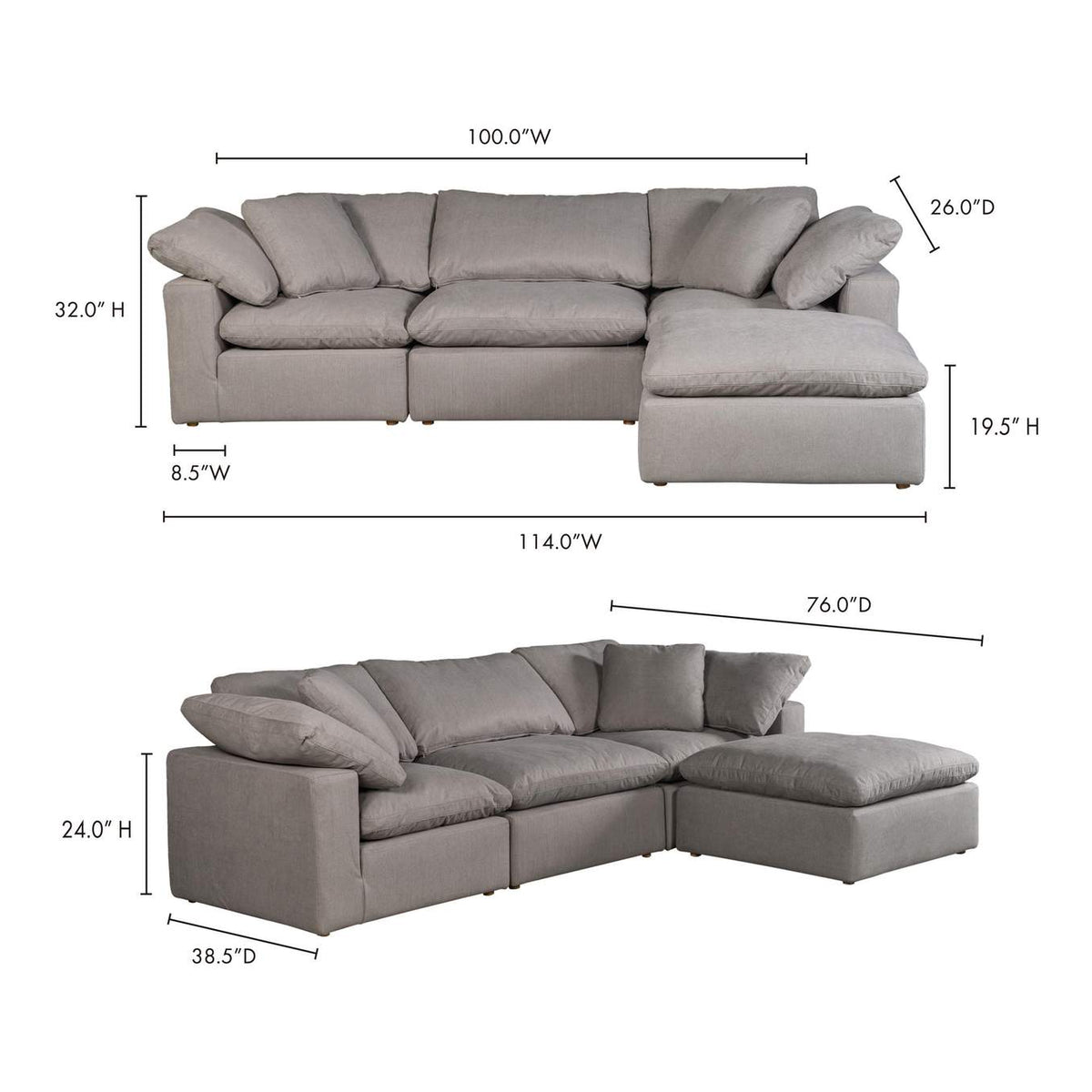 YJ-1015-29 Terra Condo Lounge Modular Sectional Light Grey