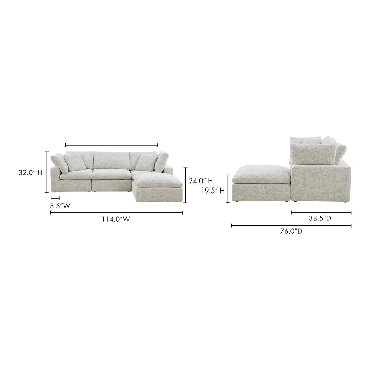 YJ-1015-49 Terra Condo Lounge Modular Sectional Coastside Sand
