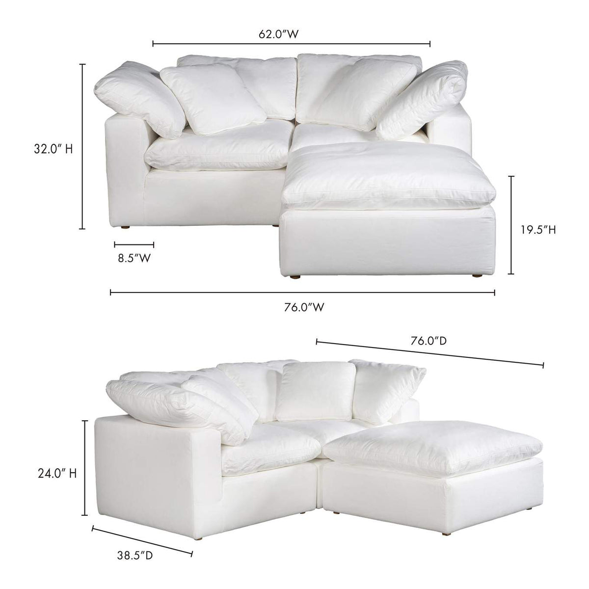YJ-1016-05 Terra Condo Nook Modular Sectional Cream White