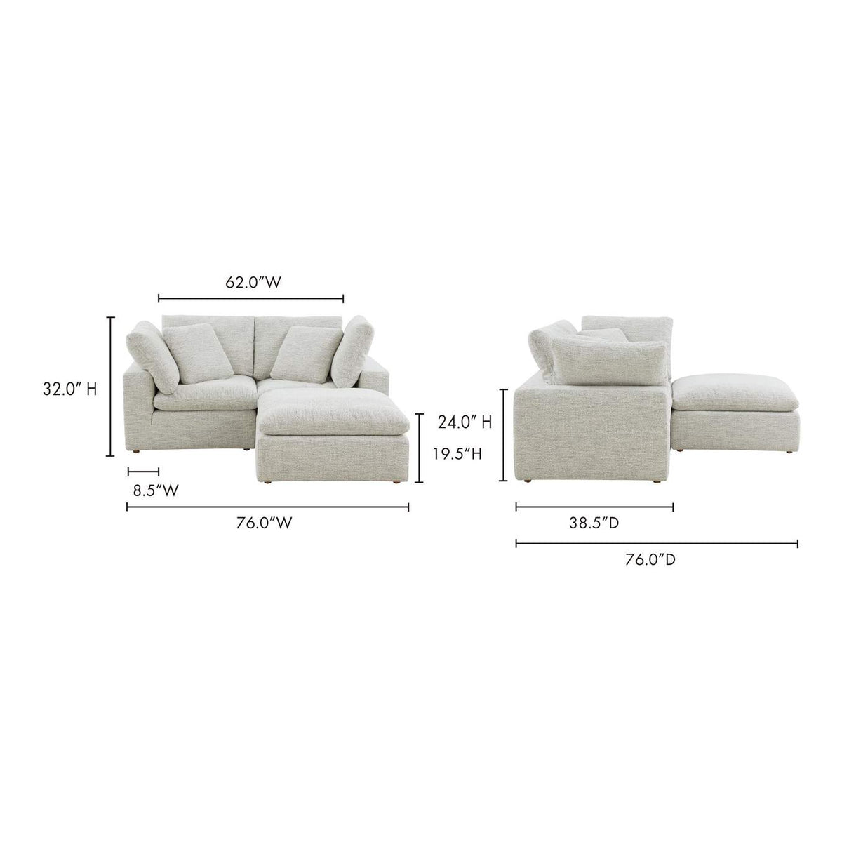YJ-1016-49 Terra Condo Nook Modular Sectional Coastside Sand