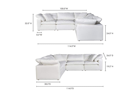 YJ-1017-05 Terra Condo Classic L - Shaped Modular Sectional Cream White