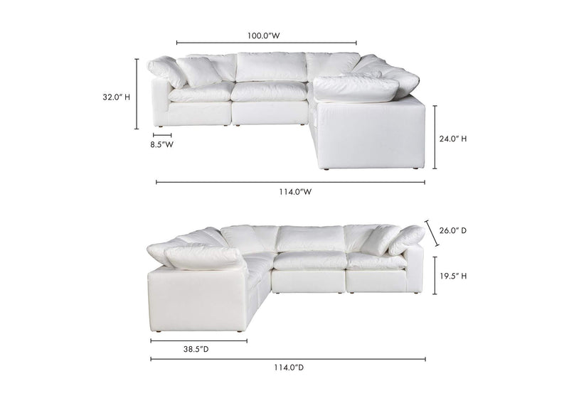 YJ-1017-05 Terra Condo Classic L - Shaped Modular Sectional Cream White