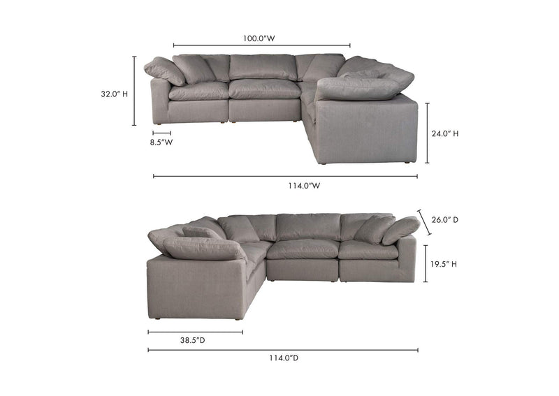 YJ-1017-29 Terra Condo Classic L - Shaped Modular Sectional Light Grey