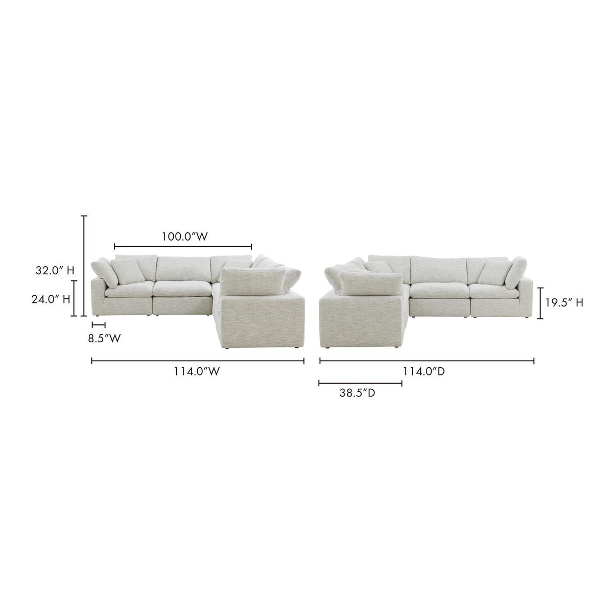 YJ-1017-49 Terra Condo Classic L - Shaped Modular Sectional Coastside Sand