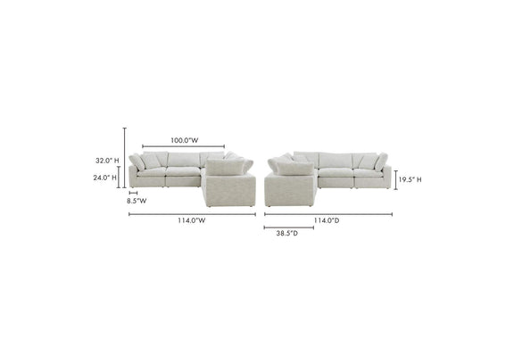 YJ-1017-49 Terra Condo Classic L - Shaped Modular Sectional Coastside Sand