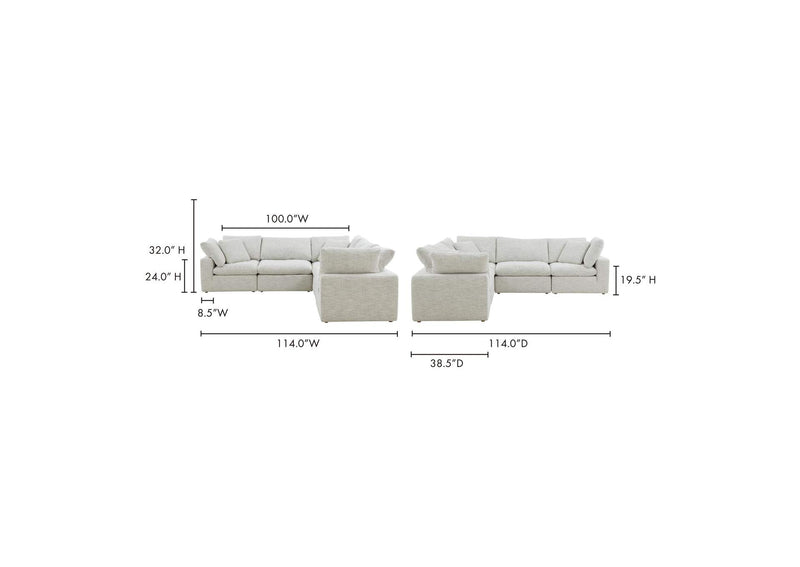 YJ-1017-49 Terra Condo Classic L - Shaped Modular Sectional Coastside Sand
