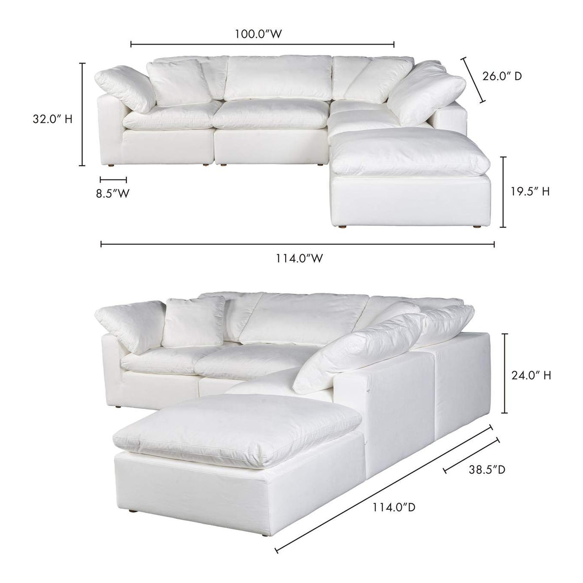 YJ-1018-05 Terra Condo Dream Modular Sectional Cream White