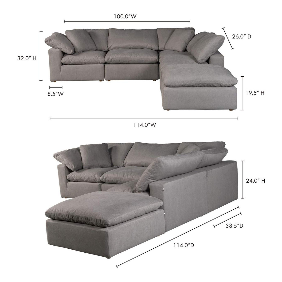 YJ-1018-29 Terra Condo Dream Modular Sectional Light Grey