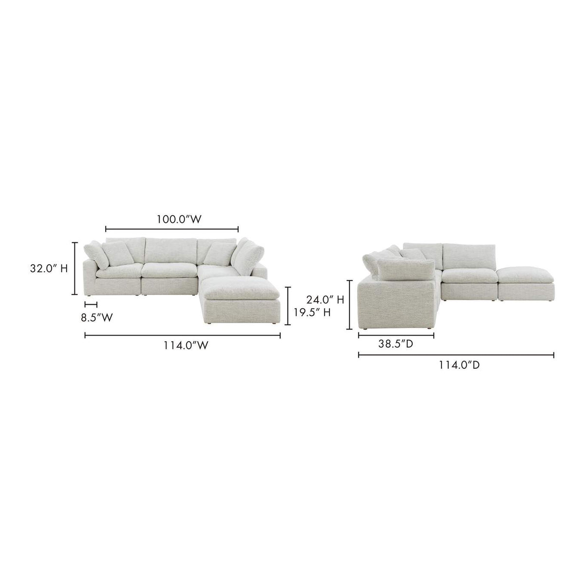 YJ-1018-49 Terra Condo Dream Modular Sectional Coastside Sand