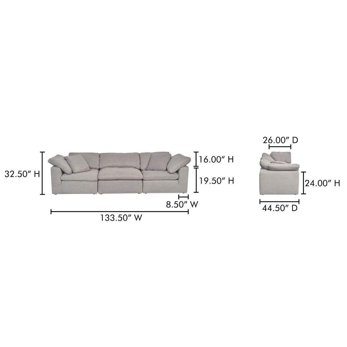 YJ-1026-29 Clay Modular Sofa Light Grey