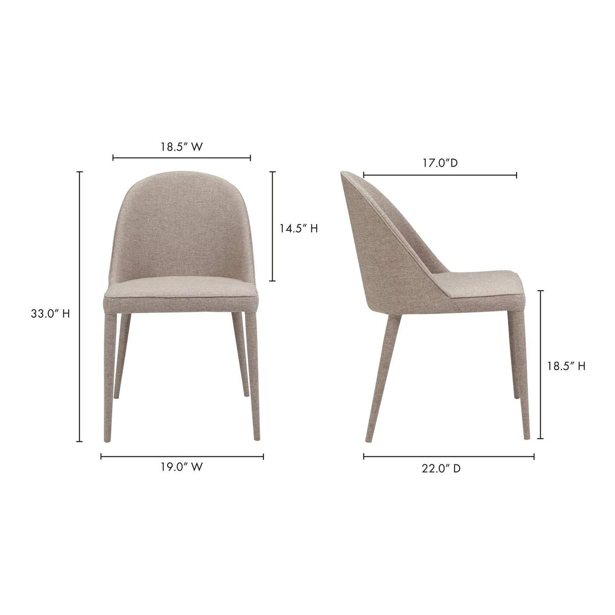 YM-1001-26 Burton Dining Chair Light Grey - Set Of Two