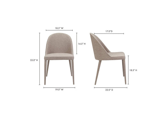 YM-1001-26 Burton Dining Chair Light Grey - Set Of Two