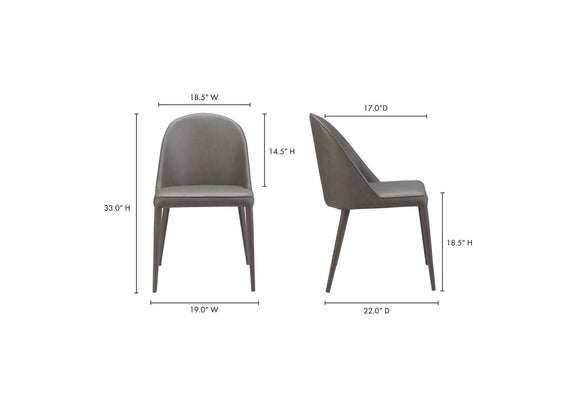 YM-1002-26 Burton Dining Chair Grey Vegan Leather - Set Of Two