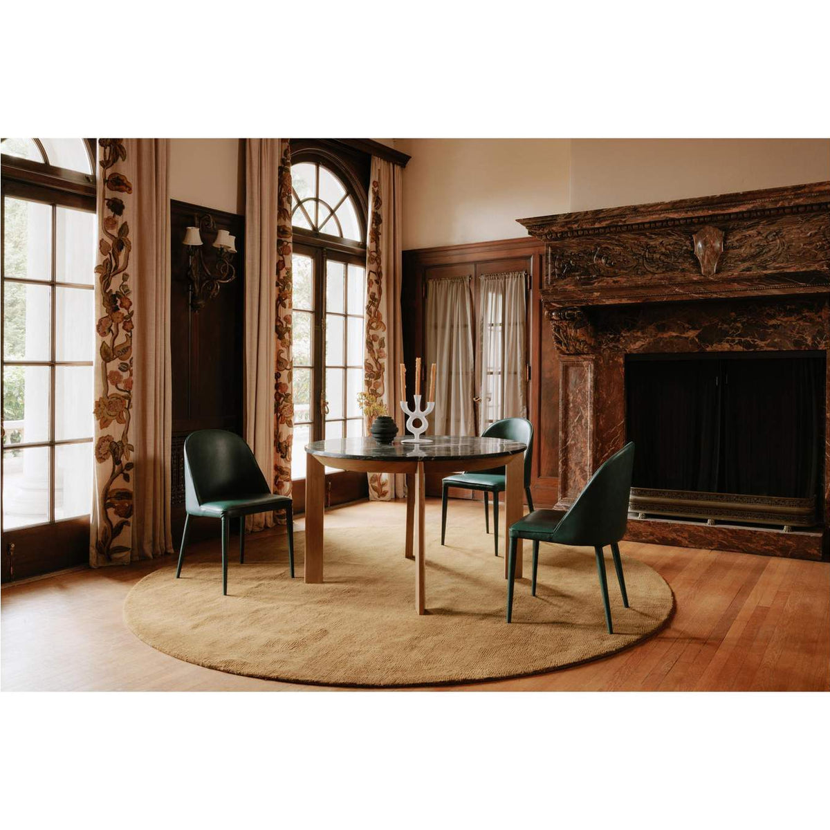 YM-1002-36 Burton Dining Chair Dark Teal Vegan Leather - Set Of Two