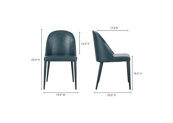YM-1002-36 Burton Dining Chair Dark Teal Vegan Leather - Set Of Two