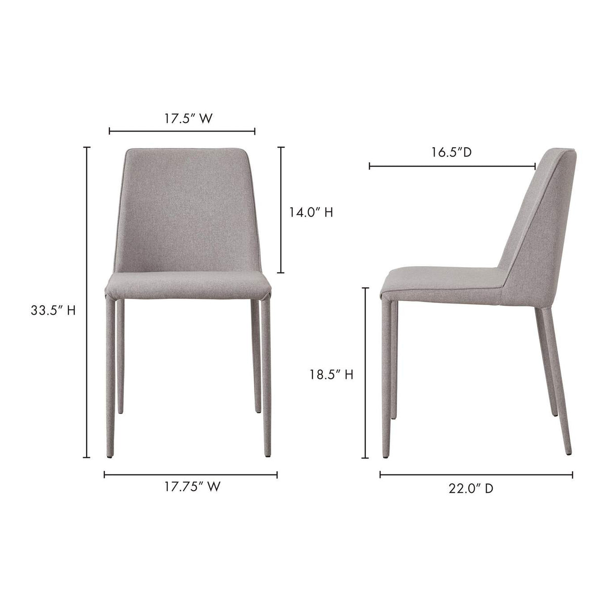 YM-1003-15 Nora Dining Chair Light Grey - Set Of Two