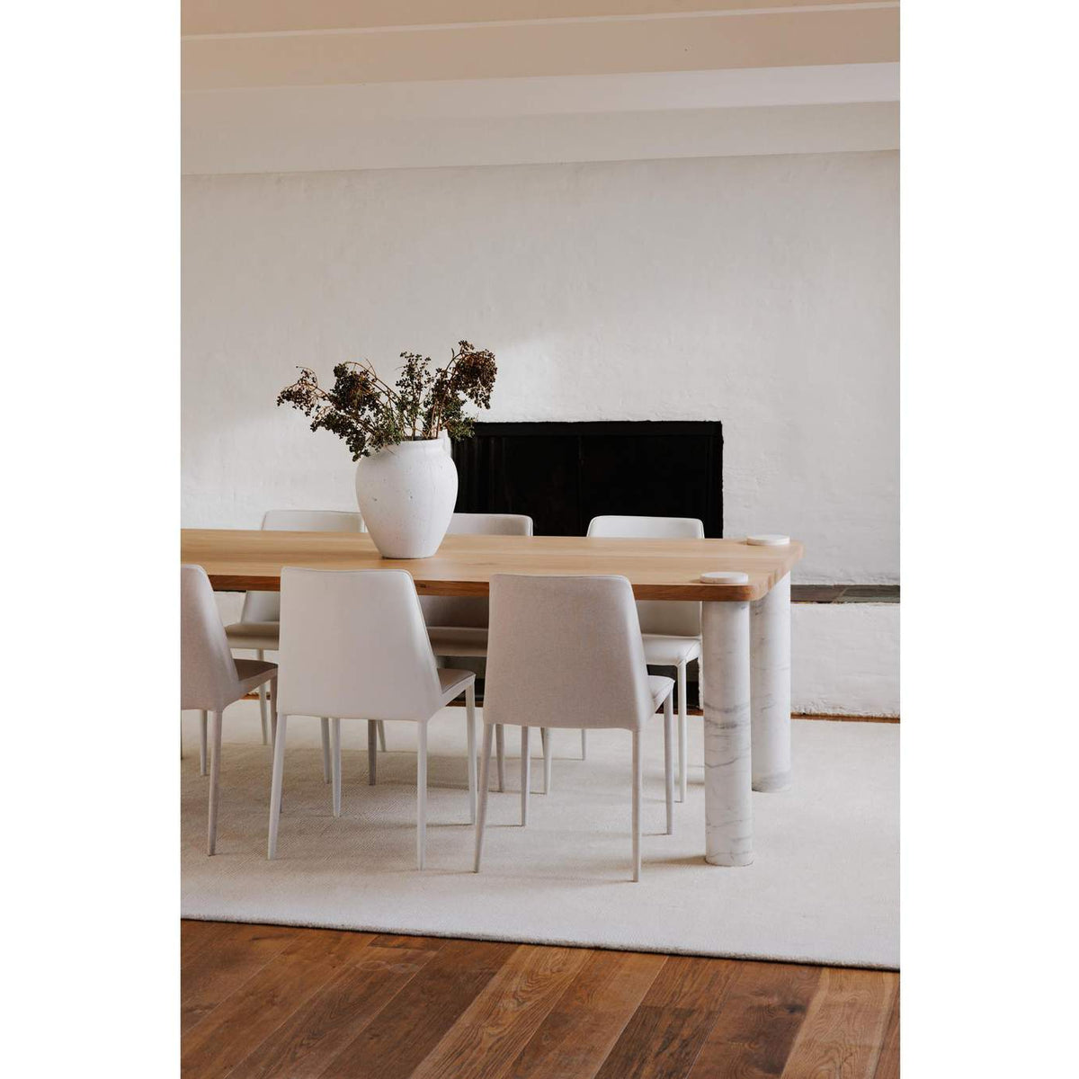 YM-1004-18 Nora Dining Chair White Vegan Leather - Set Of Two