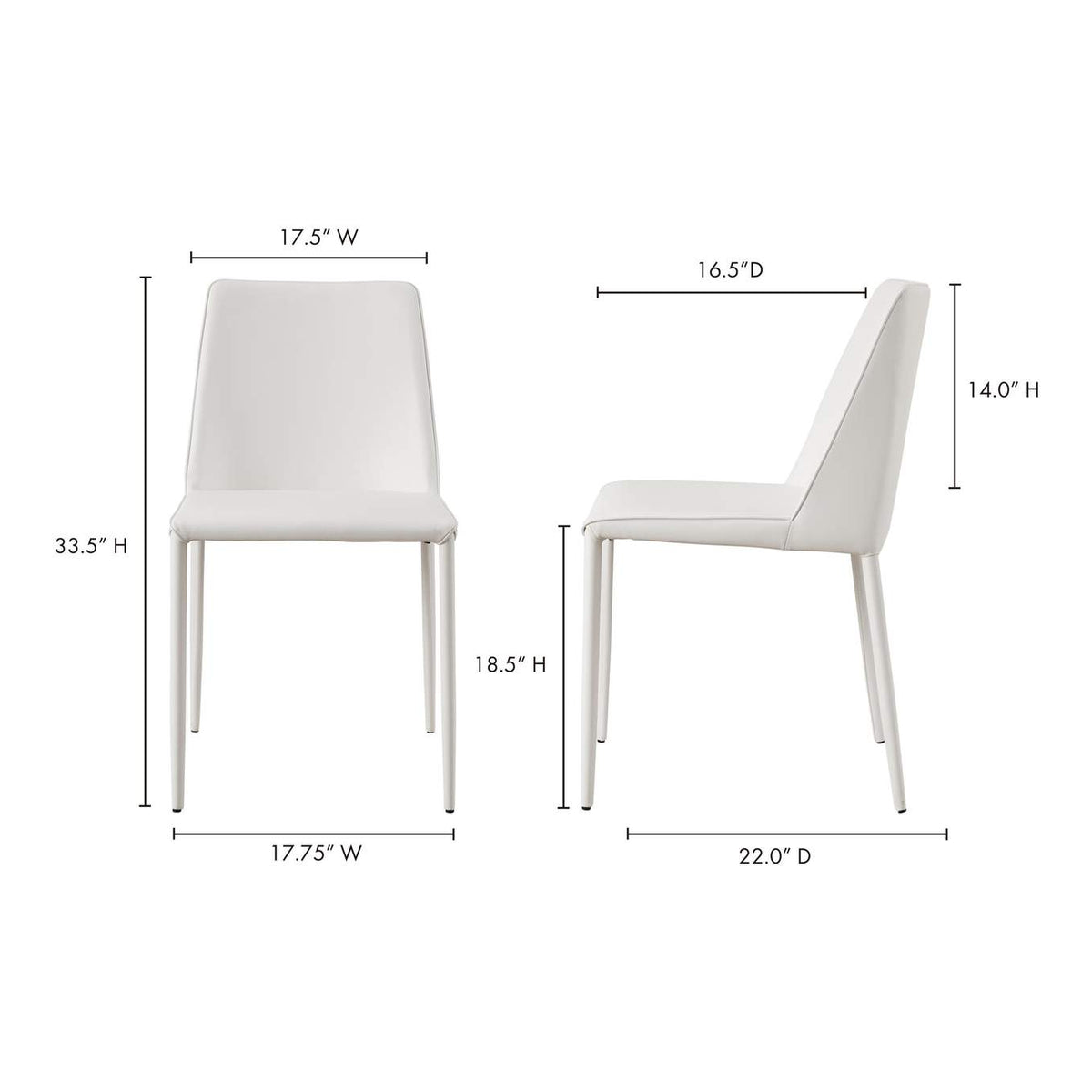 YM-1004-18 Nora Dining Chair White Vegan Leather - Set Of Two