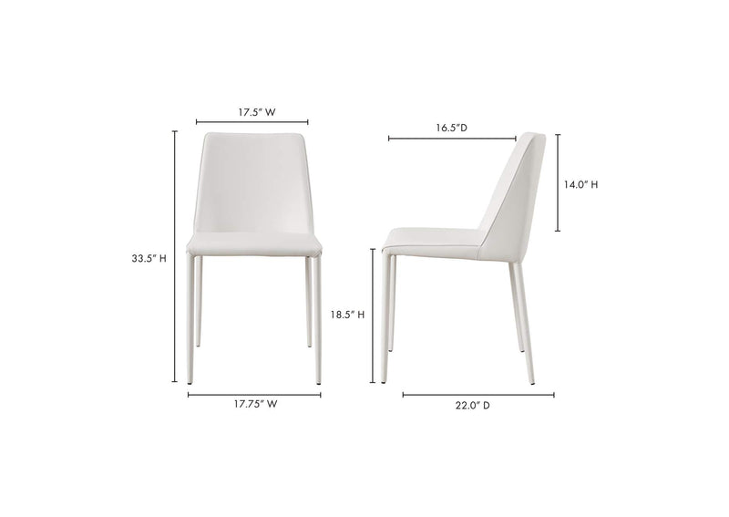 YM-1004-18 Nora Dining Chair White Vegan Leather - Set Of Two