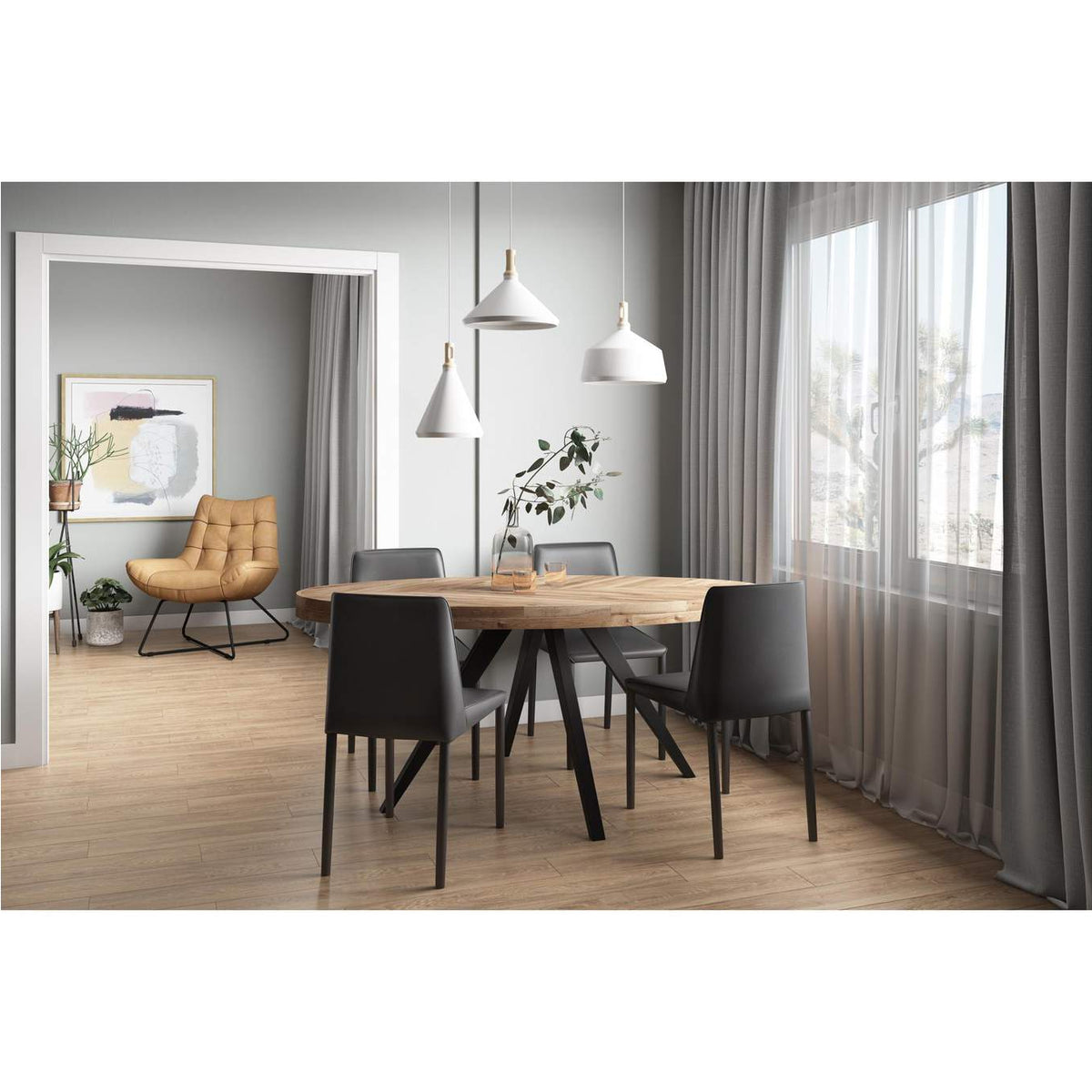 YM-1004-29 Nora Dining Chair Black Vegan Leather - Set Of Two