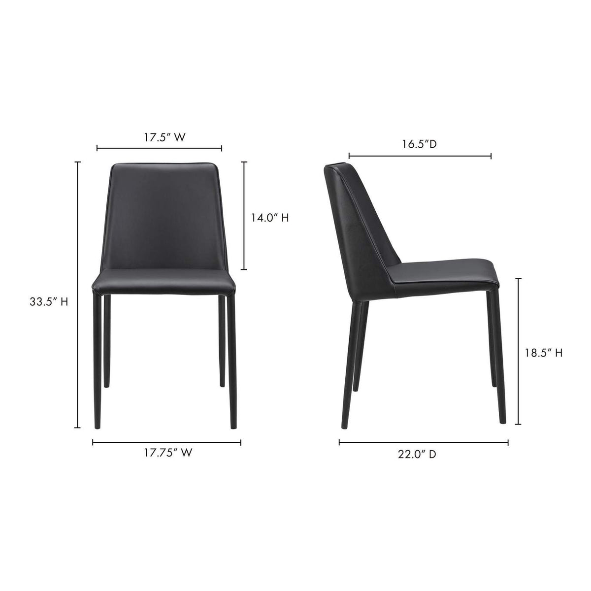 YM-1004-29 Nora Dining Chair Black Vegan Leather - Set Of Two