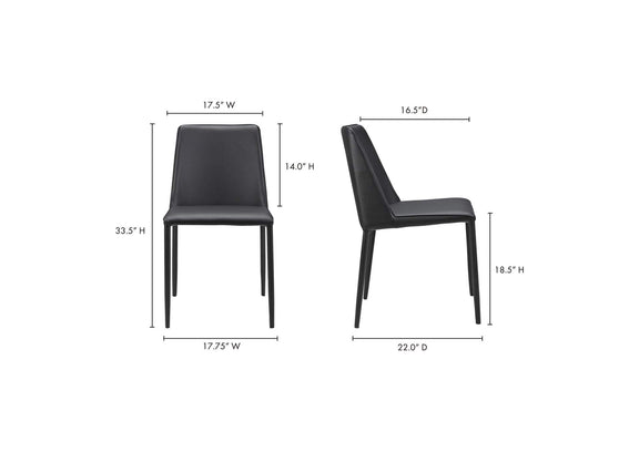 YM-1004-29 Nora Dining Chair Black Vegan Leather - Set Of Two