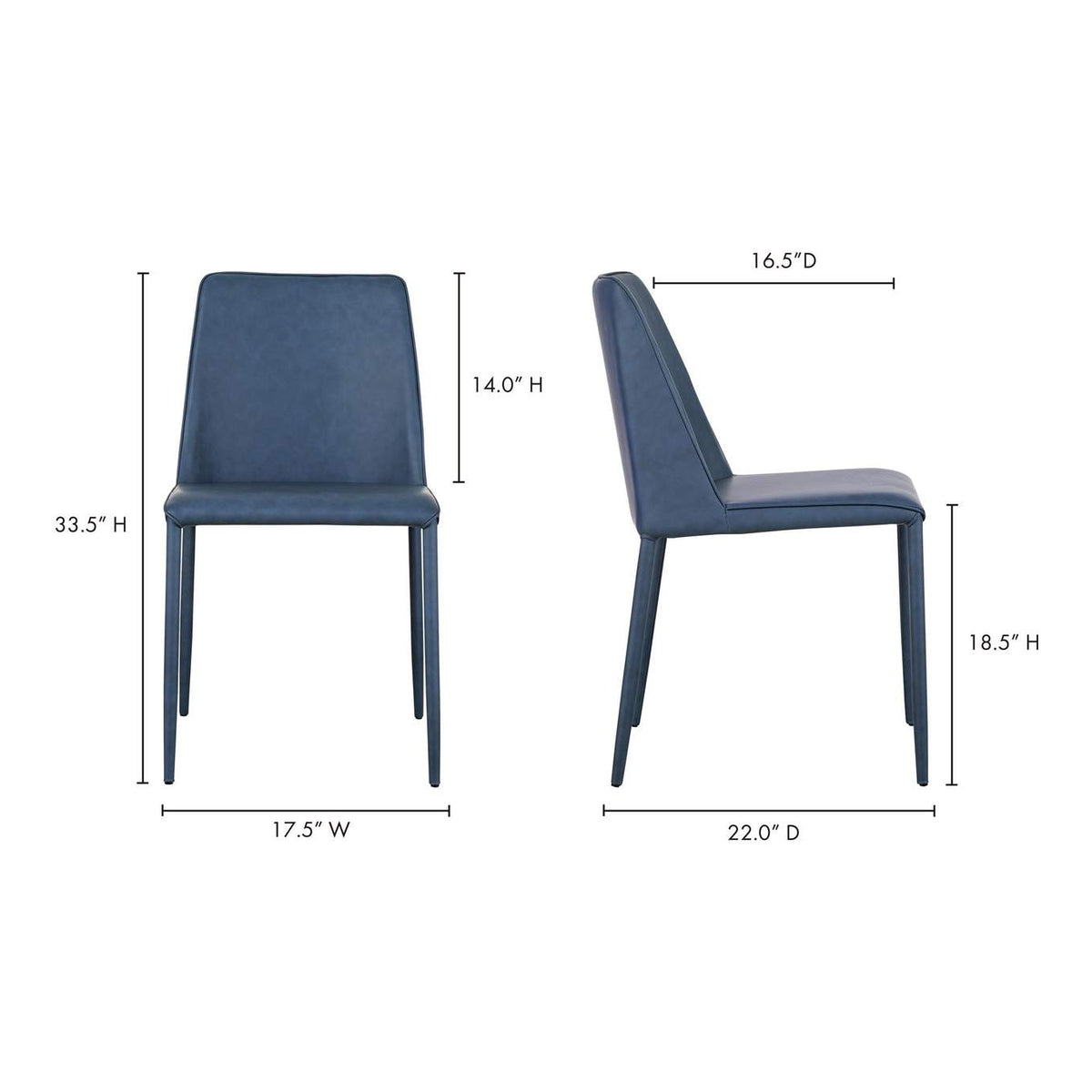 YM-1004-41 Nora Dining Chair Ocean Cavern Grey Vegan Leather - Set Of Two