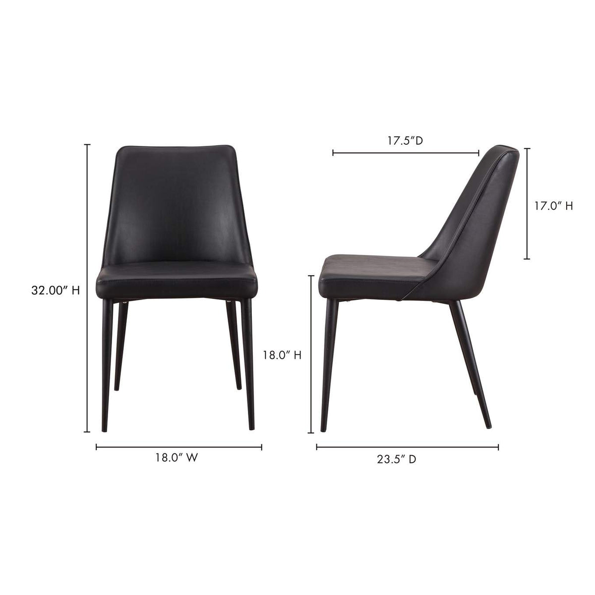 YM-1006-02 Lula Dining Chair Black Vegan Leather - Set Of Two
