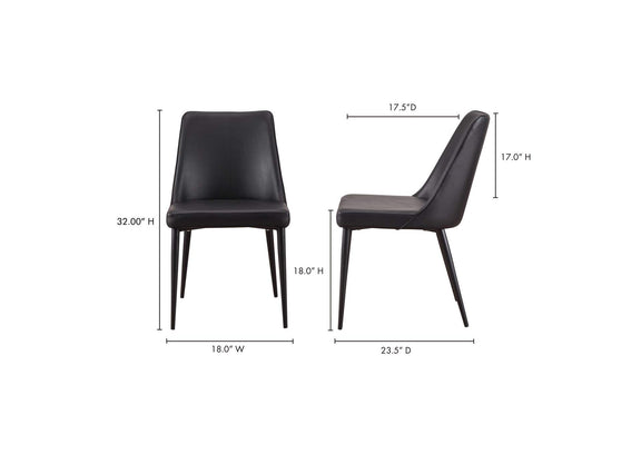 YM-1006-02 Lula Dining Chair Black Vegan Leather - Set Of Two