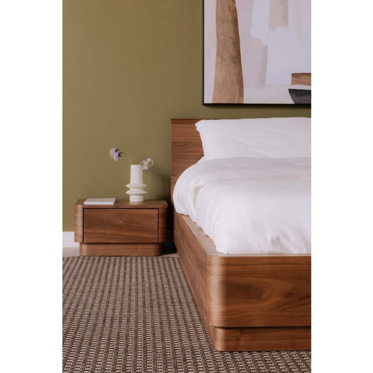 YR-1001-03 Round Off Small Nightstand Walnut