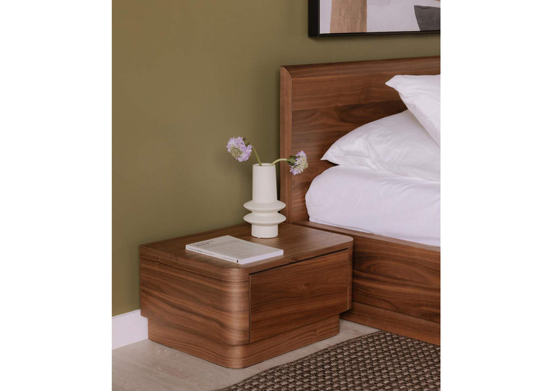 YR-1001-03 Round Off Small Nightstand Walnut