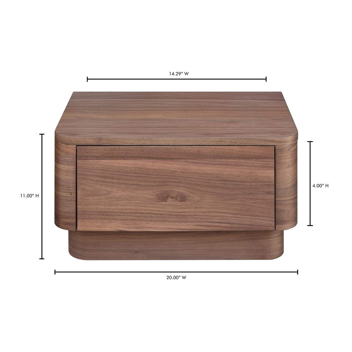 YR-1001-03 Round Off Small Nightstand Walnut