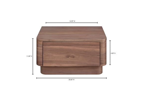YR-1001-03 Round Off Small Nightstand Walnut