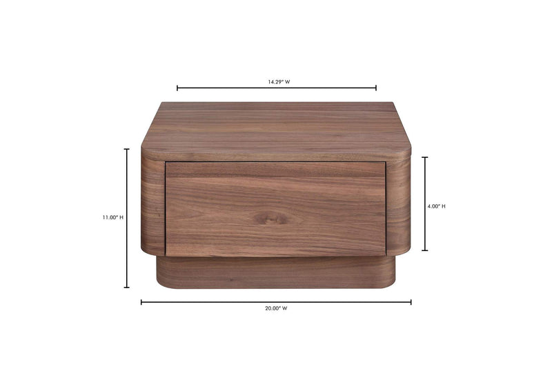 YR-1001-03 Round Off Small Nightstand Walnut