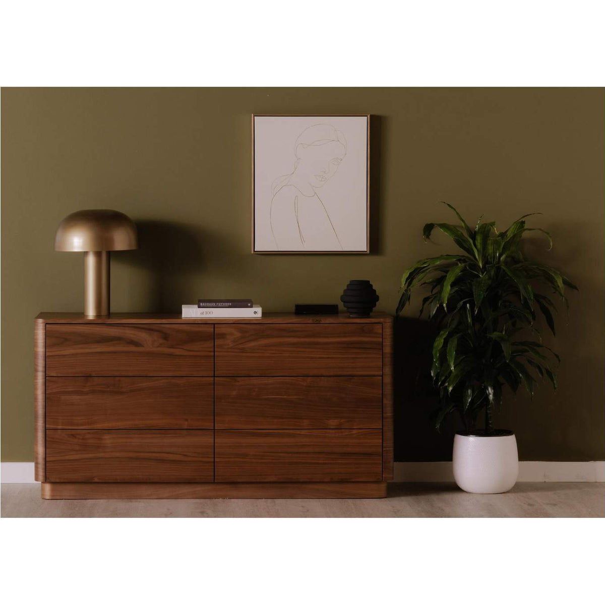 YR-1003-03 Round Off Dresser Walnut Brown
