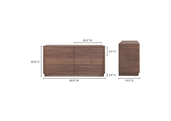 YR-1003-03 Round Off Dresser Walnut Brown