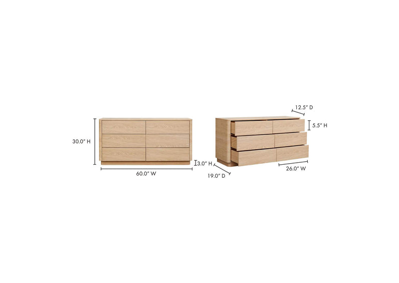 YR-1003-21 Round Off Dresser Light Oak Brown