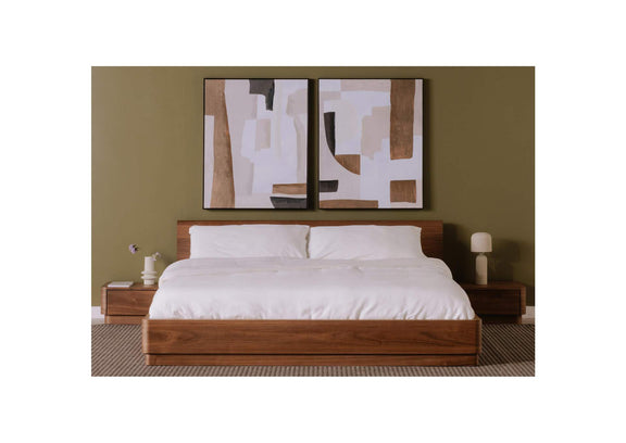 YR-1005-03-0 Round Off Queen Bed Walnut Brown