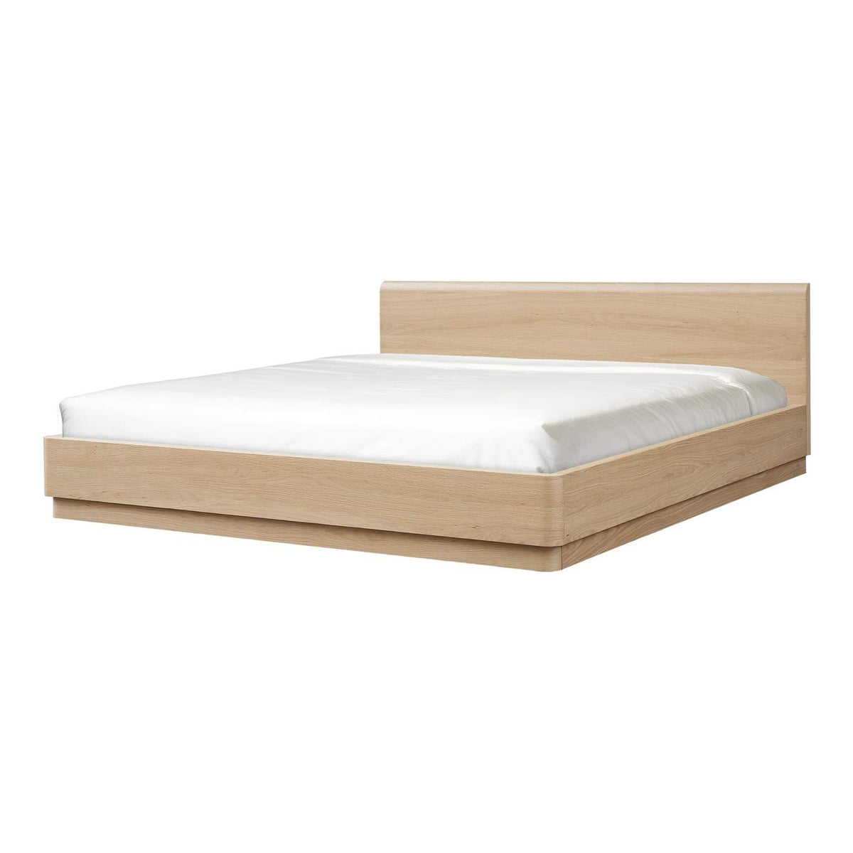YR-1005-21-0 Round Off Queen Bed Light Oak Brown