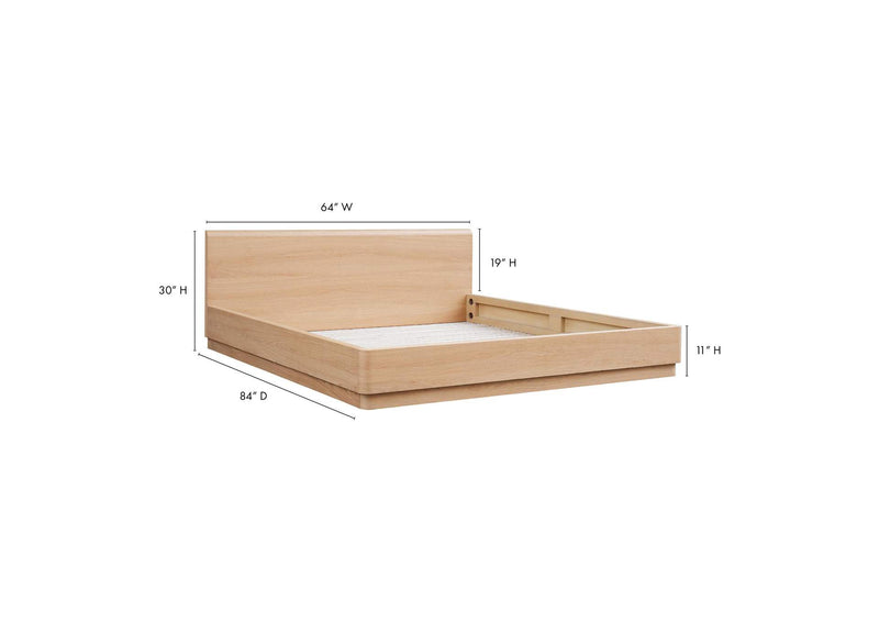 YR-1005-21-0 Round Off Queen Bed Light Oak Brown
