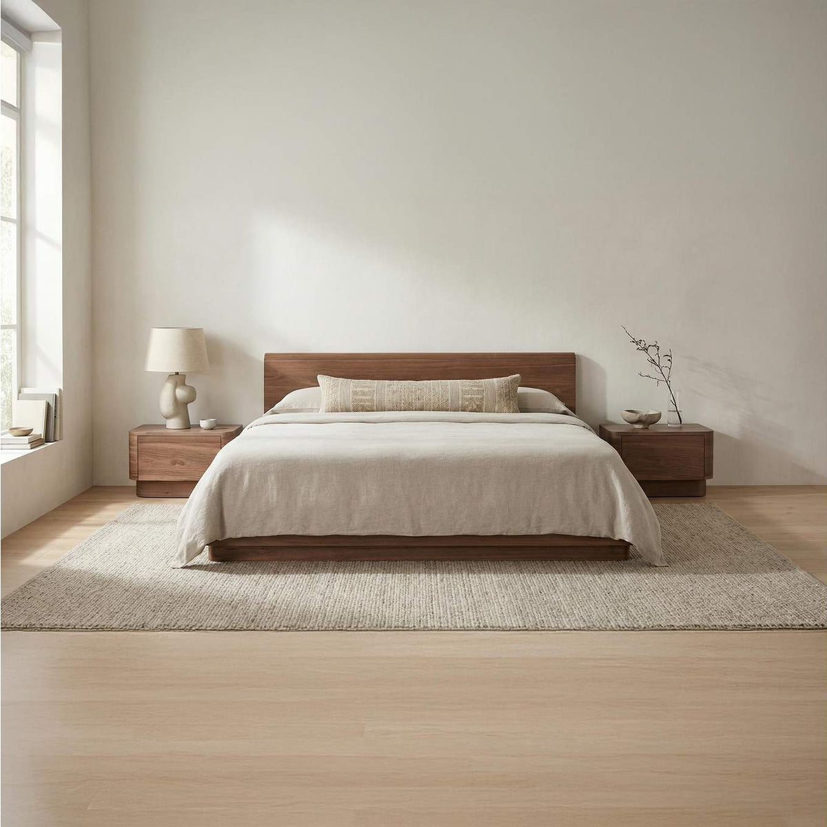 YR-1006-03-0 Round Off King Bed Walnut Brown